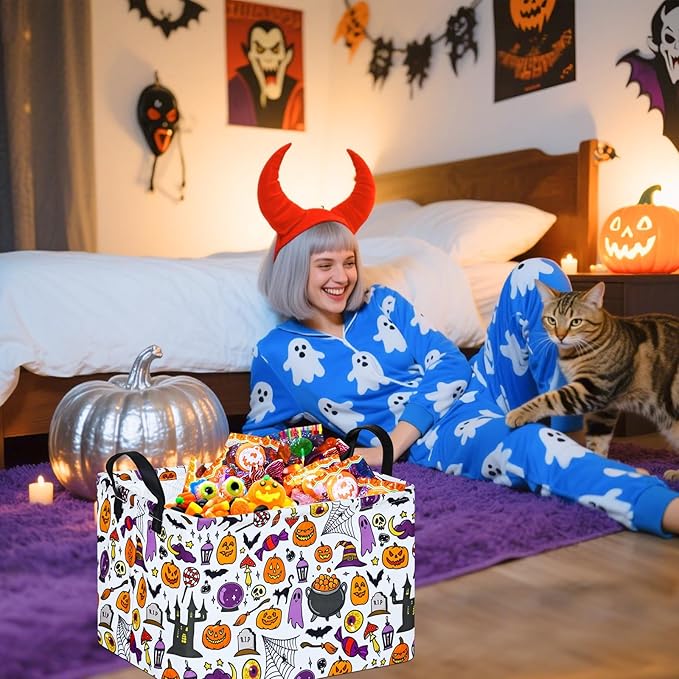 Ghost Happy Halloween Kids Gift Shelf Storage Basket Organizer Box Clothes Laundry Hamper Toys Nursery Basket Baby Laundry Basket with Handles