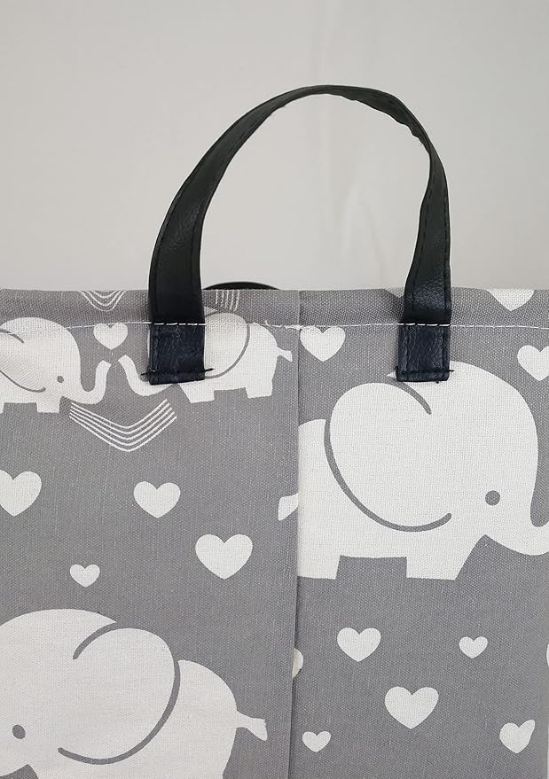 Rectangle Kids Gift Storage Basket Shelf Storage Basket Organizer Box Clothes Laundry Hamper Toys Nursery Basket Baby Laundry Basket with Handles (REC-love elephant)