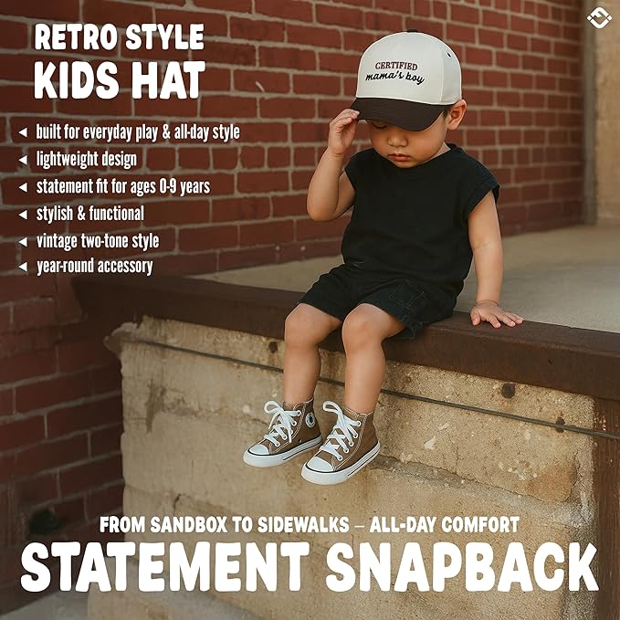 Funky Junque Premium Kids Trucker Hat Vintage Snapback Baseball Cap - Toddler Designs, Infant Sizes