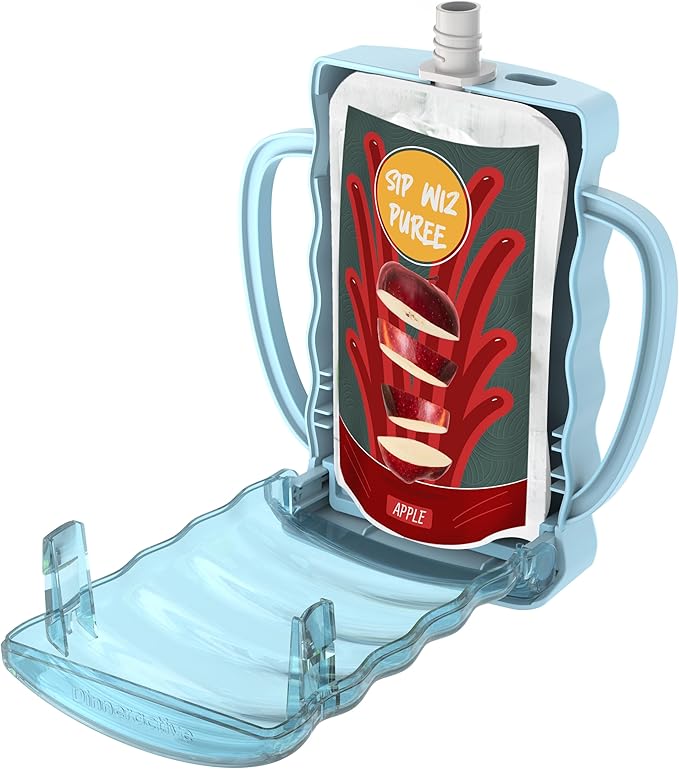 Dinneractive Sip Wiz - Baby Pouch Holder No Squeeze Pouch Food Pouches & Juice Box Holder - Anti-Squeeze Yogurt Pouch Reusable Toddler Essentials