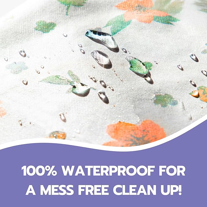 30 Pack Disposable Splat Mats by Eli with Love - Extra Large 49"x49" 100% Waterproof Baby Splat Mat for Under High Chair - Plastic Mat Liner for Floor - Protect from Spills (Floral, 30 Pack)