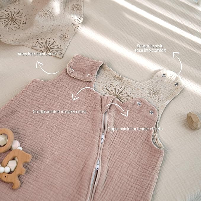 lulumoon Sleep Sack Muslin for Baby: Cotton Wearable Blanket for 15-24 Months - Soft Lightweight Ideal for Nursery Lounge Nighttime Naptime