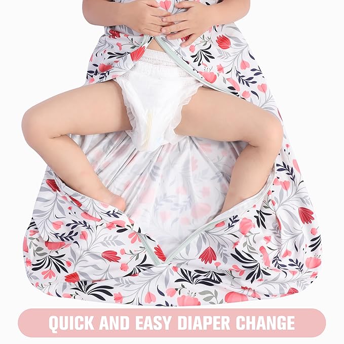 Baby Sleep Sack 6-12 Months 3 Pack Baby Wearable Blanket 100% Rayon Cotton 2-Way Zipper Toddler Sleeping Sack .Comfy Soft Lightweight TOG 0.3 (Banana&Flower&Pink,)