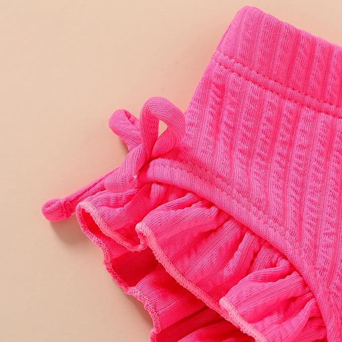 HAPPYMA Baby Swimsuit Toddler Girl Bathing Suit Summer Solid Color Bikini Set Beach Two Piece Swim Wear