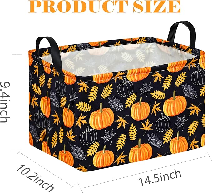 Rectangle Golden Pumpkin Gift Storage Home Shelf Storage Basket Organizer Box Clothes Laundry Hamper Toys Nursery Basket Baby Laundry Basket with Handles