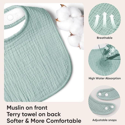 100% Cotton Muslin Baby Bibs 10-Pack Baby Drool Bibs for Unisex Baby Toddlers Infant Newborns Drooling and Teething