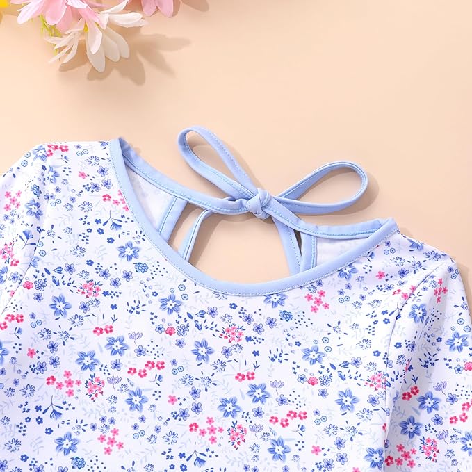 YOUNGER TREE Infant Baby Girls Swimsuit Long Sleeve Swimsuits One Piece Swimsuit Solid Color Bathing Suit with Hat, UPF 50+