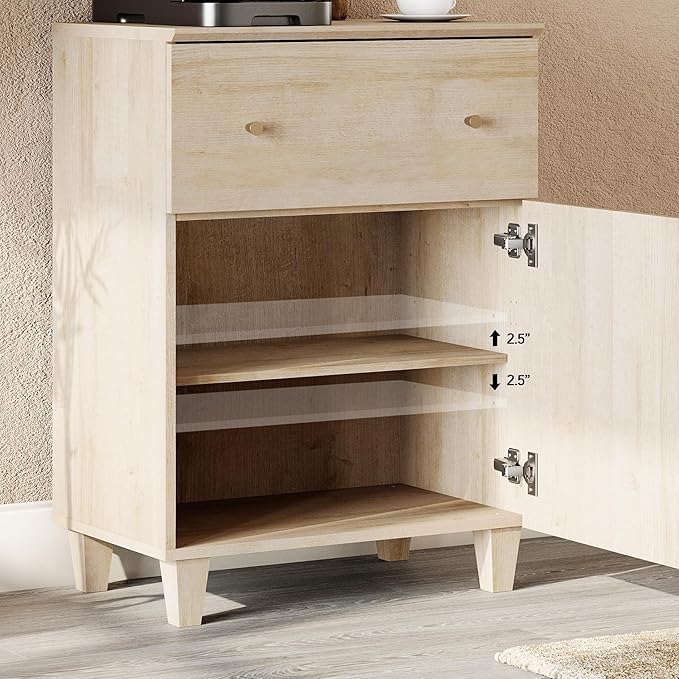 WAMPAT 8 Drawers Dresser Chests for Bedroom, 3-in-1 Modern Light Oak Wood Closet Storage Organizer Furniture with Door and Adjustable Shelves for Kids Room, Nursery, 94.4" Wide