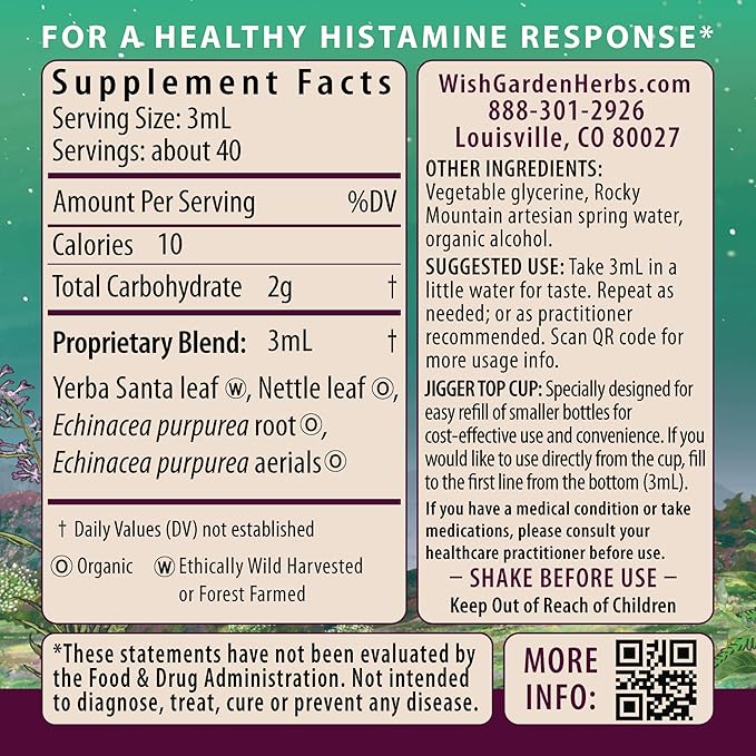 WishGarden Herbs Kick-Ass Allergy for Pregnancy - Plant-Based Herbal Allergy Supplement w/Nettle Leaf, Echinacea & Yerba Santa, Safely Supports Healthy Histamine Response to Seasonal Irritants, 4oz