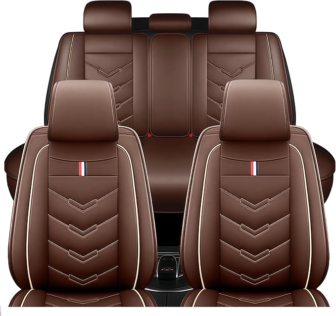 Leather Car Seat Covers Fit for LR Range Rover 2022-2025, 5 Seater Waterproof and Wear-Resistant Seat Cover Interior Accessories(Full Set,Coffee)