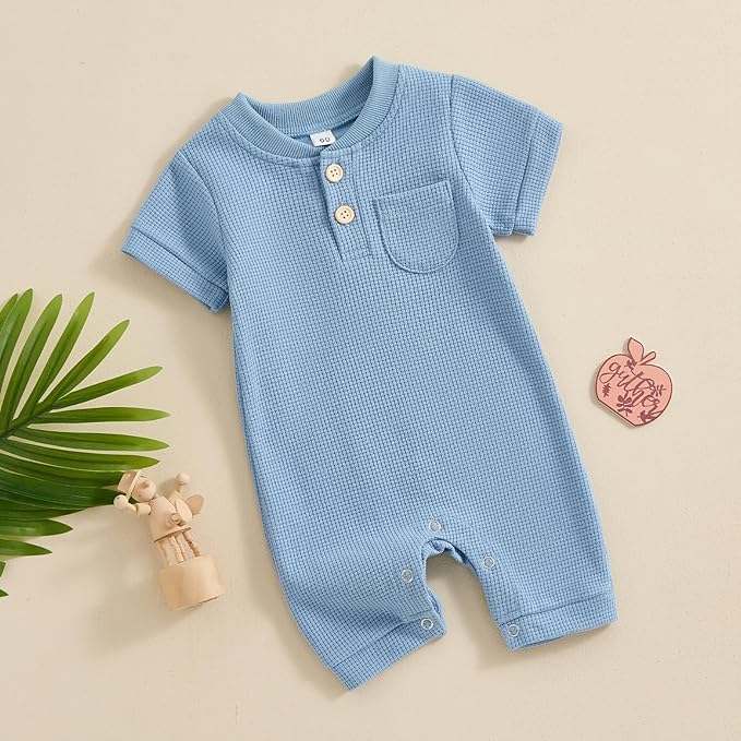 Kuriozud Newborn Infant Unisex Baby Boy Girl Clothes Button Romper Jumpsuit Basic One Piece Outfits