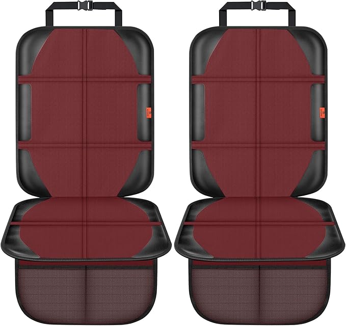 Car Seat Protector,2 Pack Automotive Seat Protectors Baby Carseat Pad Waterproof Durable 600D Fabric for Child Baby Car Seat Mat Vehicle Pet Cover 2 Storage Pockets (Wine Red)