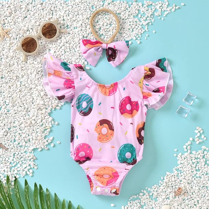 Toddler Girl Baby Ruffles Mermaid Fish Scale Swimsuit One Piece Swimwear Bathing Sunsuit