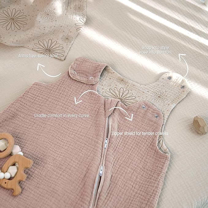 lulumoon Sleep Sack Muslin for Baby: Cotton Wearable Blanket for 15-24 Months - Soft Lightweight Ideal for Nursery Lounge Nighttime Naptime