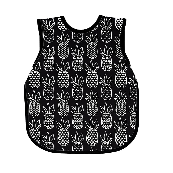BapronBaby Pineapple Monochrome Bapron - No Neck Tie Safer Bib for Baby & Toddler - Soft Waterproof Stain Resistant - Machine Washable - Sz Baby/Toddler 6m-3T