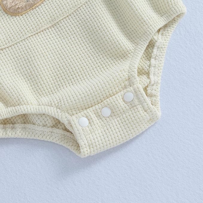 Douhoow Cute Baby Sweatshirt Romper Waffle Knit Baby Clothes Infant Girl Boy Fall Winter Outfits