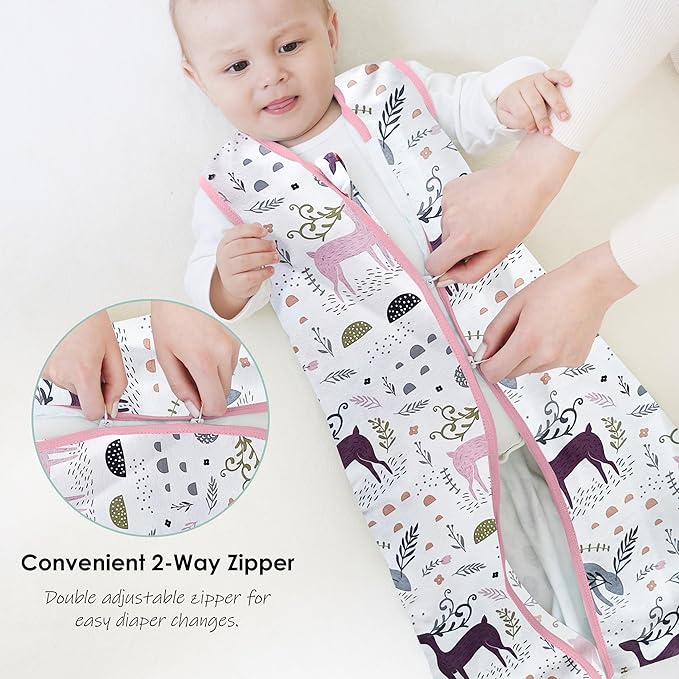 Cute Castle Baby Sleep Sack 12-18 Months - Lightweight 100% Cotton 2-Way Zipper TOG 0.5 Infant Wearable Blanket, Newborn Essentials Toddler Sleep Clothes (3 Pack Pink)