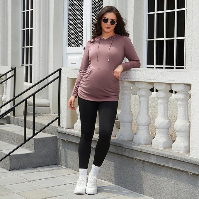 GINKANA Maternity Hoodie Long Sleeves Shirts Casual Maternity Top Pregnancy Sweatshirt Casual Clothes