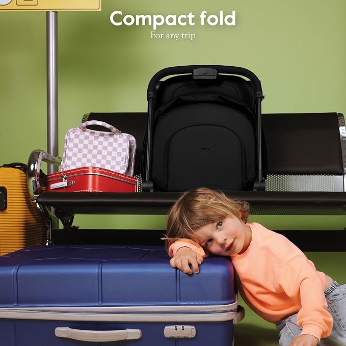 Joolz Dot Ultra Lightweight Travel Stroller for Toddler – Compact & Airplane Stroller (only 12.2lbs) -One-Handed Folding Design - UPF 50+ Canopy - Reclining Seat - Space Black