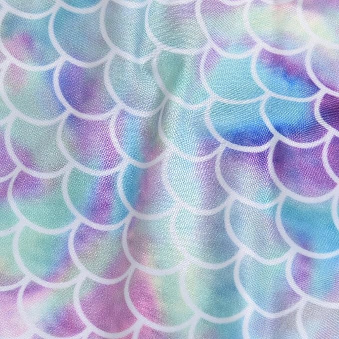 Toddler Girl Baby Ruffles Mermaid Fish Scale Swimsuit One Piece Swimwear Bathing Sunsuit