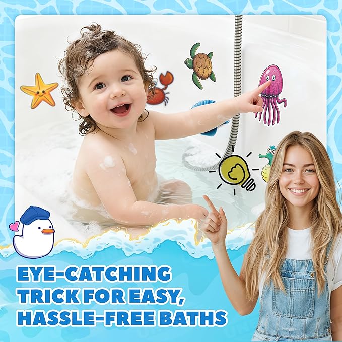 UNEEDE Kids Bathtub Mat with 24PCS Non Slip Bathtub Stickers, Non Slip Shower Mat for Toddlers, Washable Anti Slip Tub Surface, Soft Rubber Mat for Bathtub Shower, Waterproof Bathtub Essentials