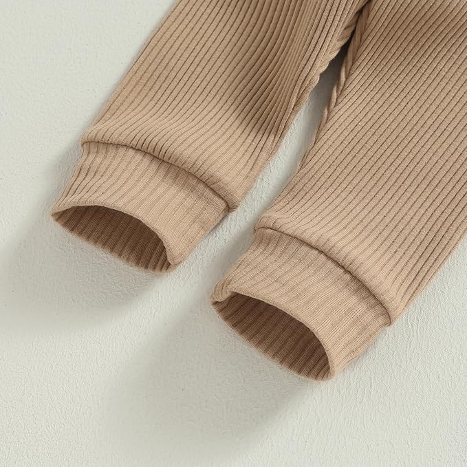 Newborn Baby Boy Girl Clothes Ribbed Knitted Long Sleeve Romper Pants Solid Cotton Infant Fall Winter Outfits 2Pcs