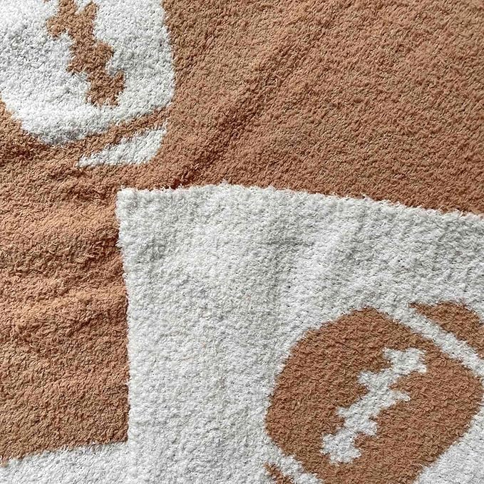 Cozy Football Pattern Blanket Perfect Lightweight Bedding for Adults, Soft, Warm, and Plush Rugby Sports Blanket Great for Bed Sofa (Rugby-Brown, 50"x60")