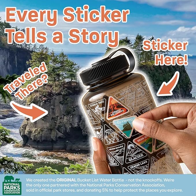 Wondery The Original Parks of the USA® Wide Mouth Adventure Bucket List Bottle (Black)