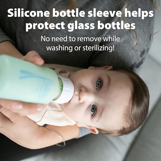 Dr. Brown's Anti-Colic Options+ Narrow Glass Baby Bottle with Level 1 Slow Flow Nipple, BPA-Free, 8 oz/250 mL, 1-Pack