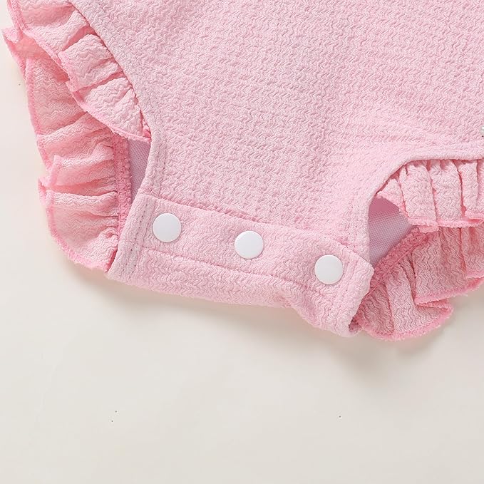 YOUNGER TREE Infant Baby Girls Swimsuit Long Sleeve Swimsuits One Piece Swimsuit Solid Color Bathing Suit with Hat, UPF 50+