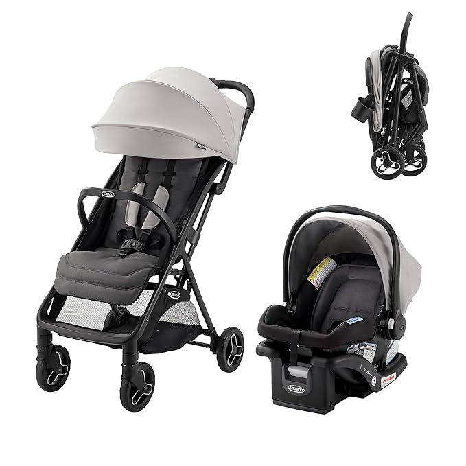 Graco Ready2Jet Travel System – Overhead Friendly Compact Travel Stroller with Automatic Fold and SnugRide Infant Car Seat