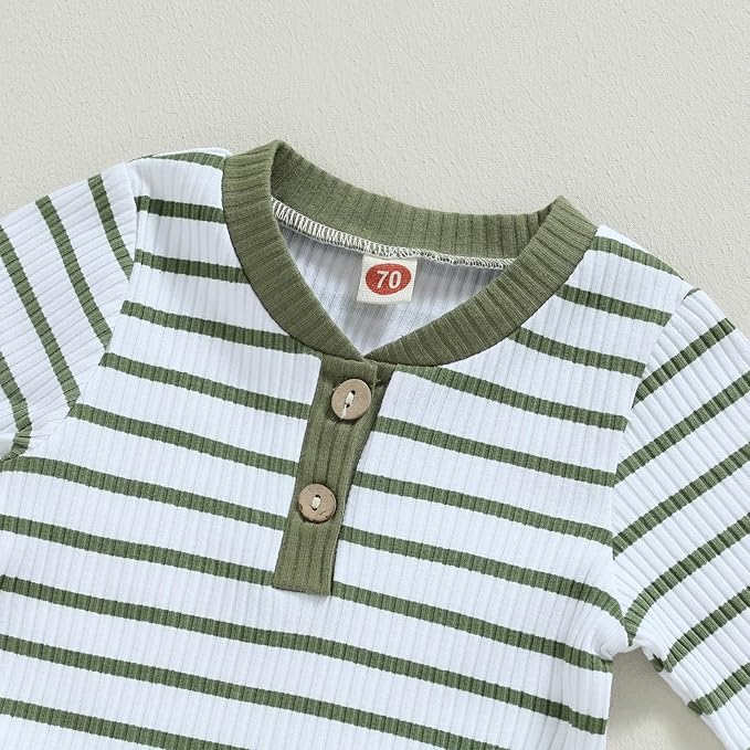 Newborn Baby Boy Girl Clothes Ribbed Knitted Long Sleeve Romper Pants Solid Cotton Infant Fall Winter Outfits 2Pcs