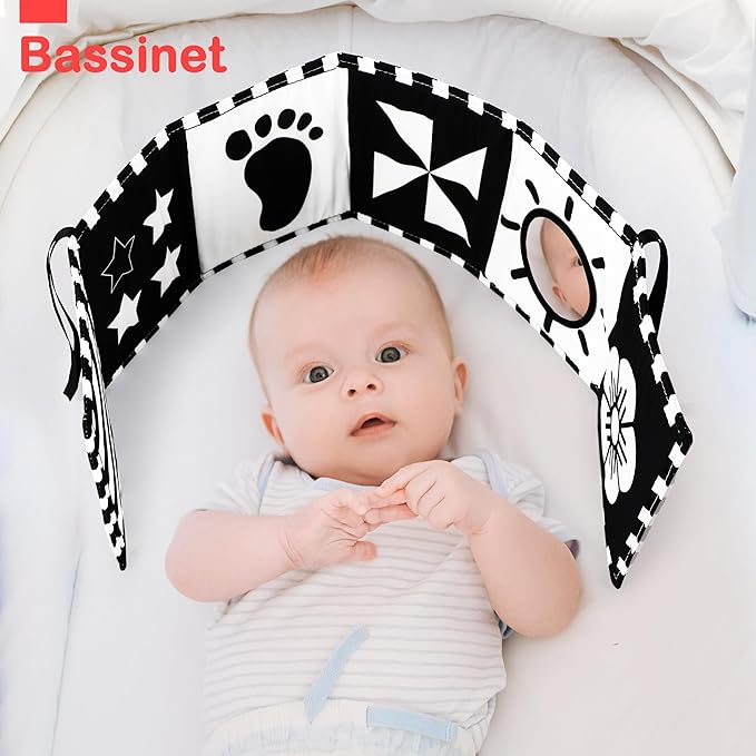 URMYWO Black and White Baby Toys, Tummy Time High Contrast Newborn Toys 0-3 Months, Soft Baby Book, Visual Stimulation Montessori Sensory Infant Toys 0-6-12 Months, Shower Gift for Boys Girls