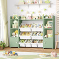 FOTOSOK 55''Large Toy Storage Organizer with 8 Toy Bins, Toy Organizers and Storage with Shelf and 6 Storage Cubbies, Bookshelf for Kids, Playroom Organization and Storage Bins, Green