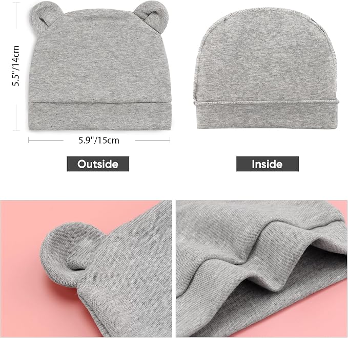 DRESHOW BQUBO 6 Pack Baby Hats for Boys Girls Unisex Baby Hat Soft Knit Cap Nursery Beanie for Newborn Infant Toddler Kid