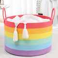 67L Rainbow Storage Basket for Organizing, 20"×13" Large Laundry Baskets, Cotton Rope Woven Blanket Basket, Toy Storage for Kids, Collapsible Blankets Storage for Living Room, Nursery Room