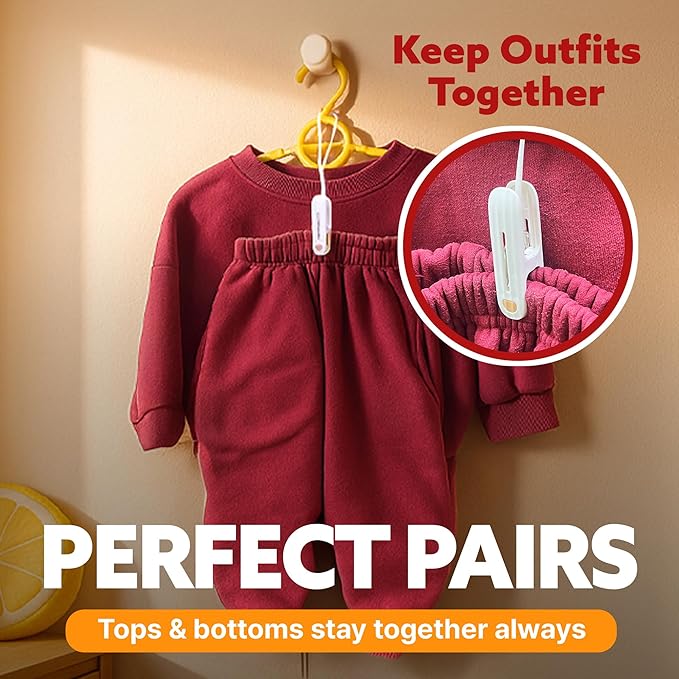 HASHI Premium Baby Clothes & Pants Clips 36 Pack, Silicone Pads for Non-Slip Hanger Clips, Space-Saving Organizer for Baby & Toddler Laundry, Closet, Socks, Stroller, Travel & Drying Rack