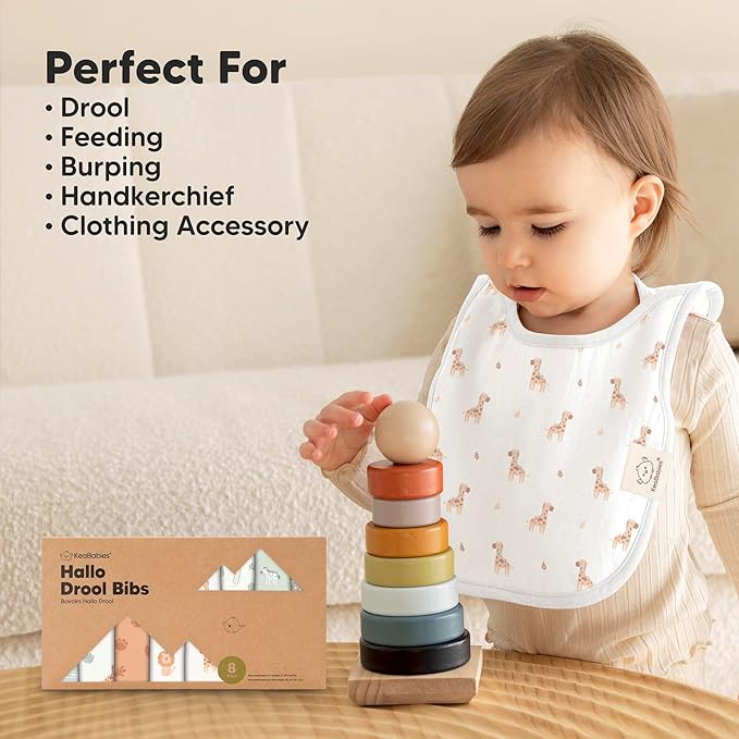 8-Pack Baby Bibs for Boys, Girls - Pullover Bibs for Drooling Teething Baby Girl & Boy Toddler, Newborn, Soft & Absorbent, Cute Colors, Large Torso Coverage Keep Infant Clean & Dry (Wilderness)