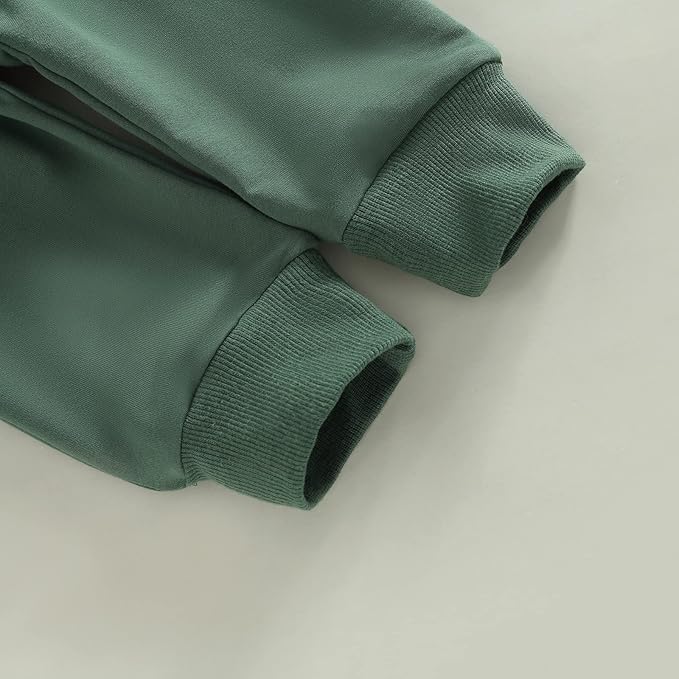 Toddler Baby Boy Clothes Solid Color Long Sleeve Crewneck Sweatshirt Top Casual Pants Set 2Pcs Fall Winter Outfits