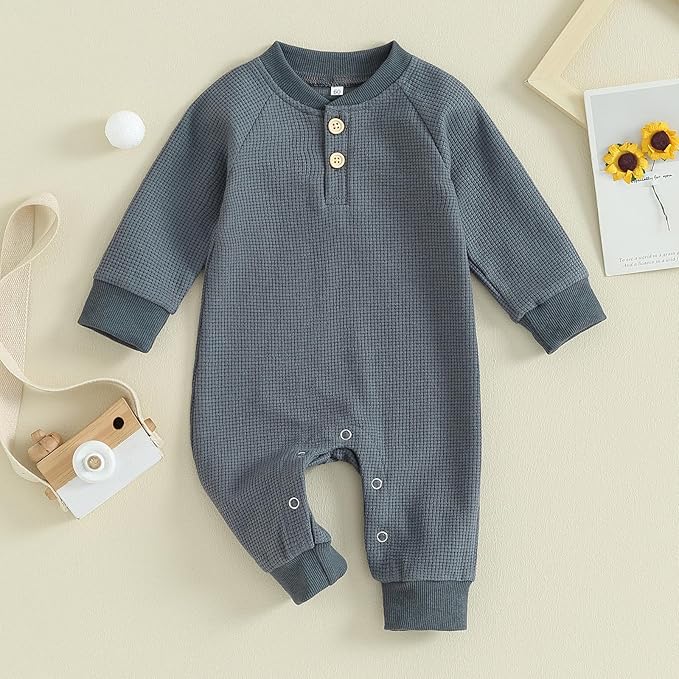 Kuriozud Newborn Infant Unisex Baby Boy Girl Clothes Button Romper Jumpsuit Basic One Piece Outfits