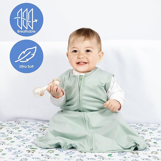 Baby Sleep Sack 18-24 Months Baby Wearable Blanket 100% Rayon Cotton 2-Way Zipper Toddler Sleeping Sack，Comfy Soft Lightweight TOG 0.3