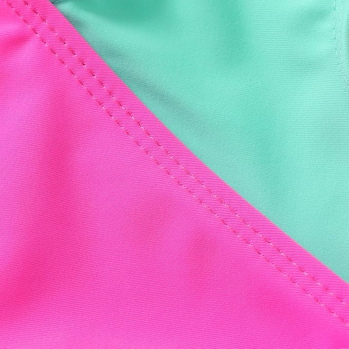 Happy Town Toddler Swimsuit Girl One Piece Bathing Suit Color Block Swimwear Baby Summer Beach Wear