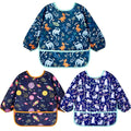 Lictin 3 Packs Baby Bibs for Boy or Girl, Cute Long Sleeve Bib, Waterproof Bibs for Toddlers,Adjustable Closure Baby Smock, Mess Proof Baby Bib, 6-24 Months Reusable Infant Baby Bibs