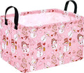 Rectangle Basket, Kids Organizer, Pink Snowman Pattern Toy Storage Cube, Clothes Storage Box With Handles for Room Decor