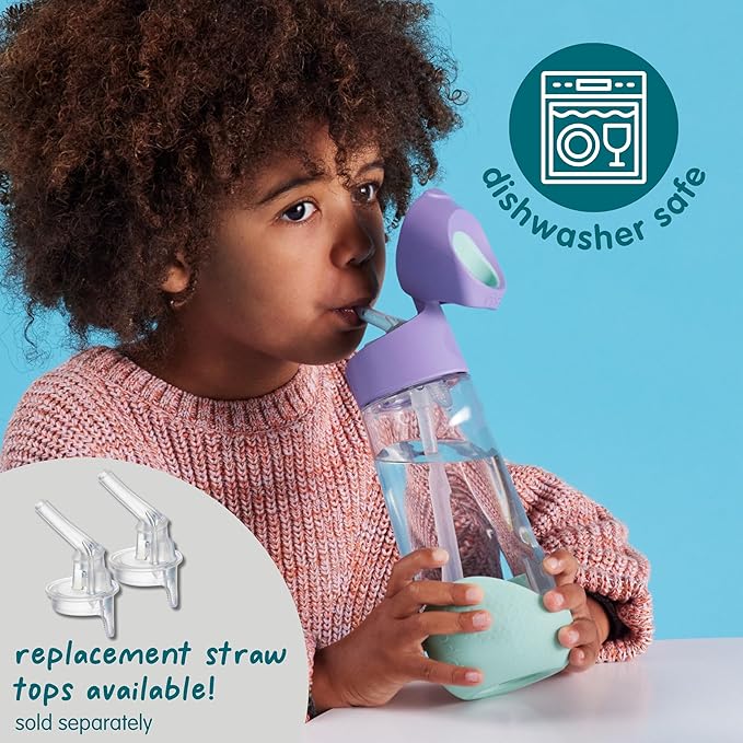 b.box Kids Water Bottle – Tritan Toddler Drink Bottle with Straw for School, Daycare, Travel w/Easy-Grip Triangular Design, Leak Proof Lid & Handle, BPA Free, Dishwasher Safe (Blue Slate)