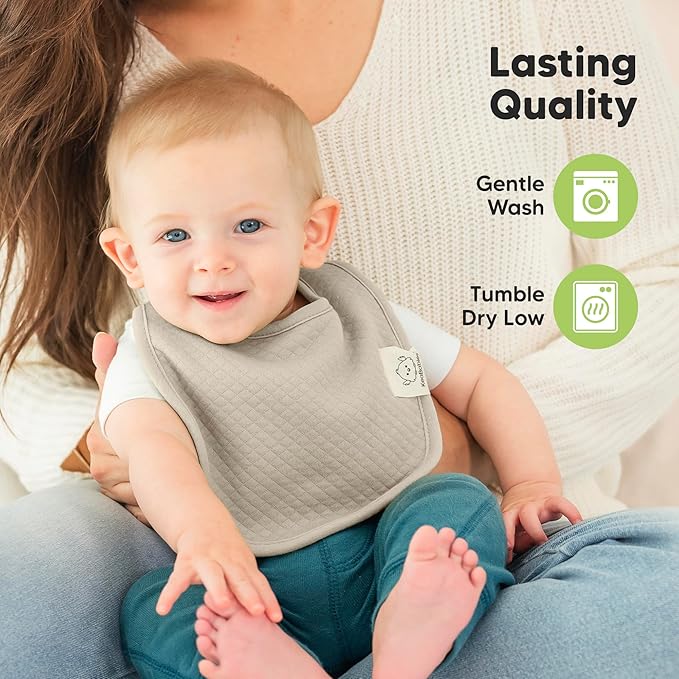 8-Pack Organic Baby Bibs for Girls, Boys - Quilted Cotton Cloth Baby Drool Bibs for Drooling and Teething Toddler, Newborn, Infant, Soft & Super Absorbent (Dawn)