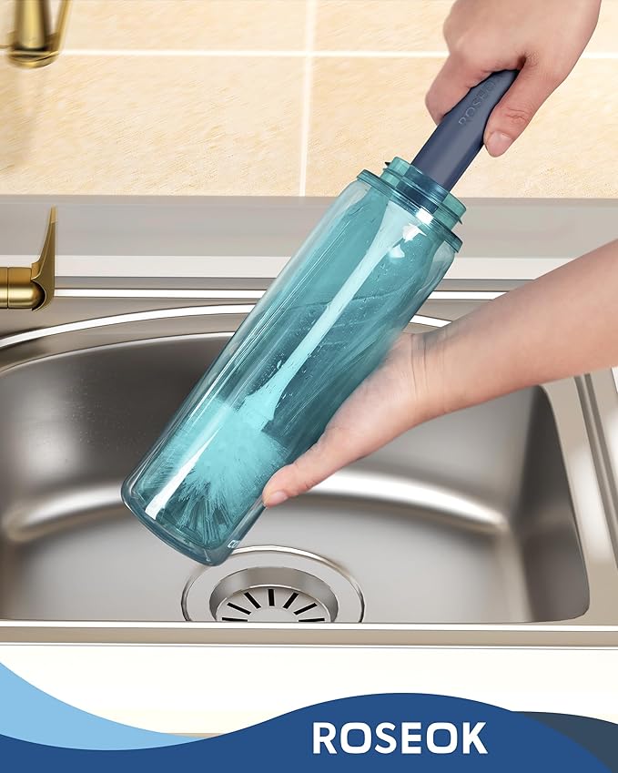 Long Handle Water Bottle Brush,Flexible Bottle Brush for Cleaning Milkshake Cup,Sports Bottle,Navy Blue,2 Pack