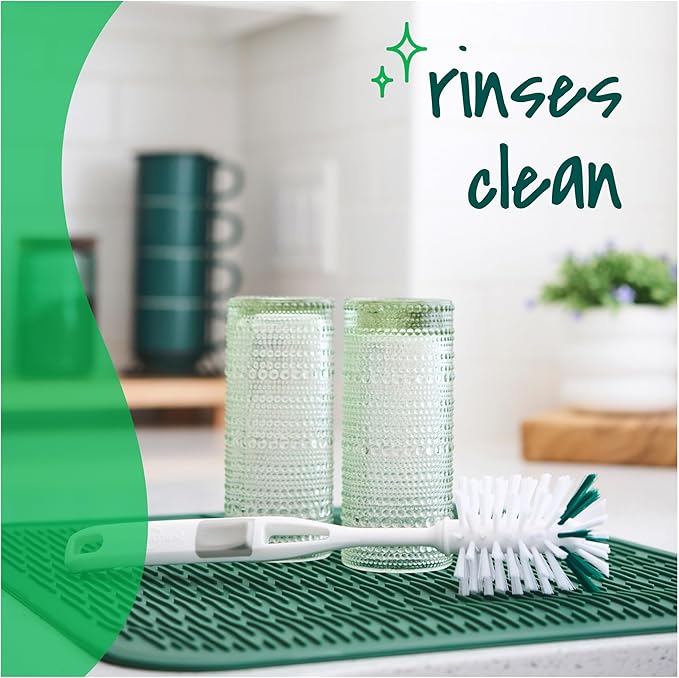 Scotch-Brite Glass and Water Bottle Brush, Long-Lasting, Safe on Glassware, Shaker Bottles, Food Processors, & More, Non-slip handle, Durable, Reusable, Clean in Top Rack of Your Dishwasher