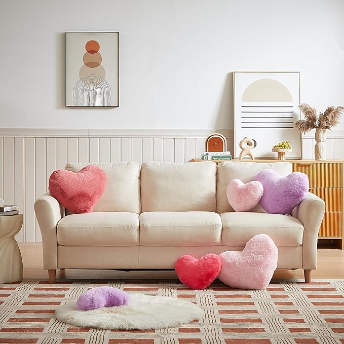 EastTree Heart Pillows, Bean Paste Pink Heart Shaped Pillows, Ultra Soft Extra-Large Fluffy Pillows, Love Throw Pillows Gifts, Women Girls Living Room Decor 15x18 Inch