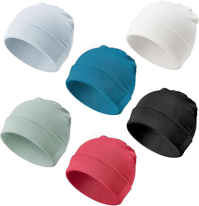 DRESHOW BQUBO 6 Pack Baby Newborn Hats Set for Unisex Infant Newborn Toddler Soft Beanie Hat for Boys Girls 0-24 Months